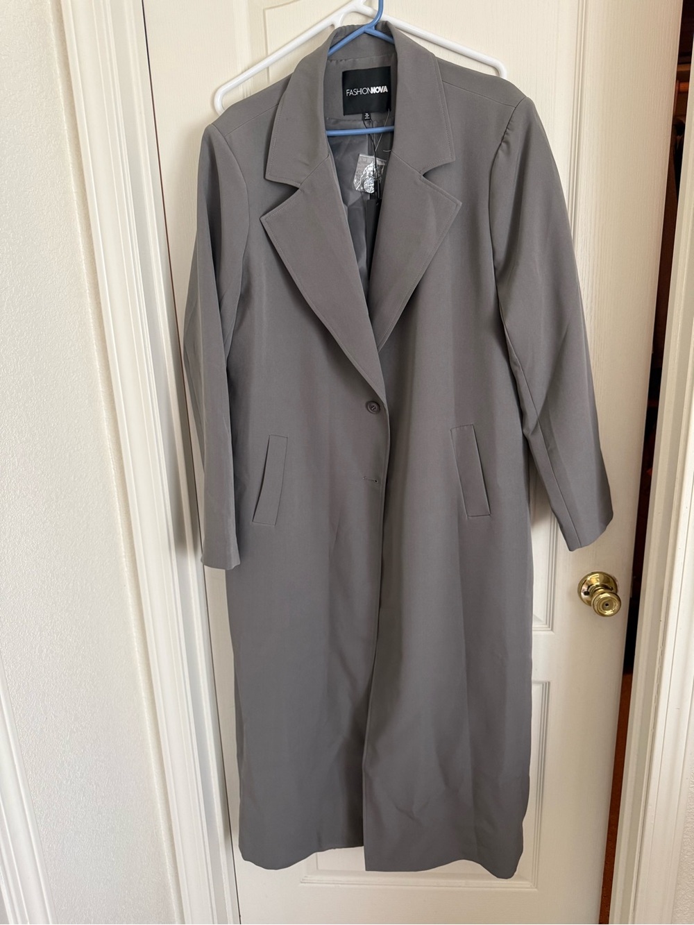 Fashion Nova Gray Single-Button Long duster Coat